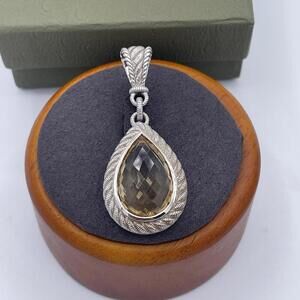 Judith Ripka Champagne Quartz Enhancer Pendant Sterling Silver Thailand 925